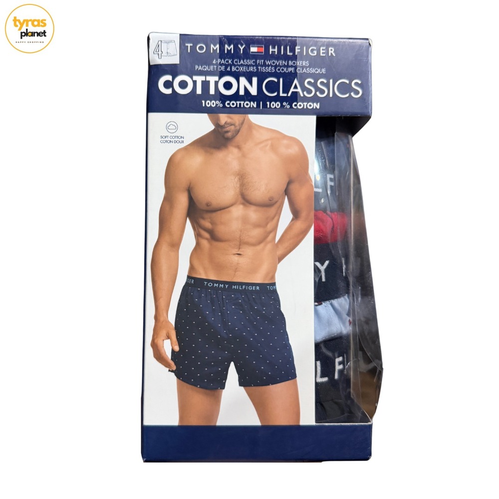 Tommy Hilfiger Men's Cotton Classics 4-Pack Woven Boxers Size Large - AS IS